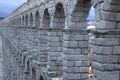 View of main square and roman aqueduct Segovia Spain Royalty Free Stock Photo