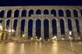 View of main square and roman aqueduct Segovia Spain Royalty Free Stock Photo