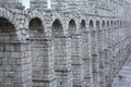 View of main square and roman aqueduct Segovia Spain Royalty Free Stock Photo