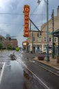 View of the main street with the Orpheum Theatre sign n the city of Memphis