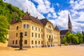 Beautiful Government building and Catholic Cathedral Liechtenstein Vaduz Royalty Free Stock Photo