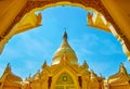 Maha Wizaya Mahavijaya Pagoda through the arch, Yangon, Myanmar