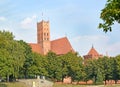 View of the main tower of the chivalrous castle of the Teutonic Order. Marlbork, Poland