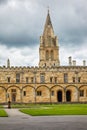 The main tower of Christ Church Cathedral as seen from the Tom Quad. Oxford University. England Royalty Free Stock Photo