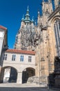 View with main tower of Roman Catholic metropolitan Cathedral of Saints Vitus in Prague, Czech Republic Royalty Free Stock Photo