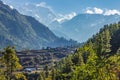 View of the majestic autumn mountains of Nepal from trekking around Annapurna