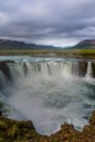 View of the majestic Godafoss waterfall near the city of Akureyri