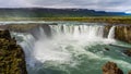 View of the majestic Godafoss waterfall near the city of Akureyri