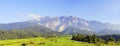 View of Majestic Mount Kinabalu with beautiful blue sky at background.