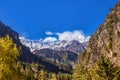 View of the majestic mountains of Nepal from the forest belt
