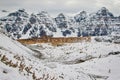 View of majestic peaks around moraine lake, Canada Royalty Free Stock Photo