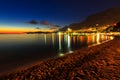 A view of Makarska beach,at dusk,Dalmatia,Croatia,Europe Royalty Free Stock Photo