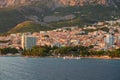 Makarska resort Dalmatia Croatia, coastline view at sunset Royalty Free Stock Photo