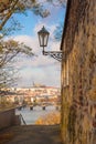 View of Mala Strana and Hradcany from Vysehrad castle over over Vltava river. Prague, Czech Republic. Royalty Free Stock Photo