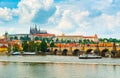 View of Mala Strana and Prague Castle from across Vltava river