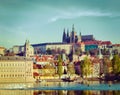 View of Mala Strana and Prague castle over Vltava