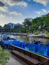 View of Malacca River at evening time, a popular nightlife spot with bars and music which is beautifully lit up, Evening view of Royalty Free Stock Photo