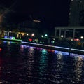 View of Malacca River at night, a popular nightlife spot with bars and music which is beautifully lit up, Night view of the Royalty Free Stock Photo