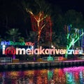 View of Malacca River at night, a popular nightlife spot with bars and music which is beautifully lit up, Night view of the Royalty Free Stock Photo