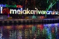 View of Malacca River at night, a popular nightlife spot with bars and music which is beautifully lit up, Night view of the Royalty Free Stock Photo