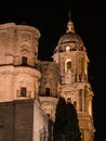View of Malaga Cathedral at night Royalty Free Stock Photo