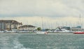 View of Malahide Marina with yachts and ships