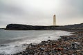 view of the Malarrif Lighthouse on the Snaefellsnes Peninsula in western Icleand Royalty Free Stock Photo