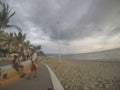 PUERTO VALLARTA MEXICO SEPTEMBER 11 ,2019:View of the Malecon of Puerto Vallarta during a tourist tour to the shore of the beach