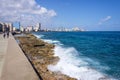 View of the Malecon, the seafront promenade in Havana