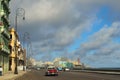 View of the Malecon waterfront promenade in Havana Cuba.