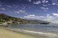 View of Malibu pier and Surfrider beach in California.