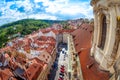 View of Malostranske namesti from the top of Saint Nicolas Church Royalty Free Stock Photo