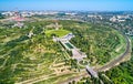 View of Mamayev Kurgan, a hill with a memorial complex commemorating the Battle of Stalingrad. Volgograd, Russia