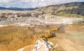 View of Mammoth Hot Springs with the Minerva Terrace and Mound Spring in Yellowstone National Park Wyoming Royalty Free Stock Photo