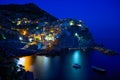 Manarola by night, 5 Terre, La Spezia province, Ligurian coast, Italy. Royalty Free Stock Photo