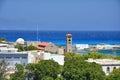 View on Mandraki harbour in Rhodes, Greece