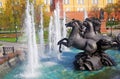 View of Manezhnaya Square and Alexanders garden in Moscow.