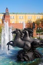 View of Manezhnaya Square and Alexanders garden in Moscow.