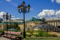 View of Manezhnaya Square on a sunny summer day.Moscow, city center Royalty Free Stock Photo