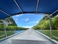 View of mangrove forest and limestone hills from boat cruise in Kilim Karst Geoforest Park, Langkawi, Kedah, Malaysia. Royalty Free Stock Photo