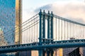 The view of Manhattan  bridge from Brooklyn side after sunrise , New york city Royalty Free Stock Photo