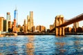 View of Manhattan bridge and Manhattan in New York, USA in the morning Royalty Free Stock Photo