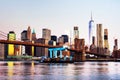 View of Manhattan bridge and Manhattan in New York, USA Royalty Free Stock Photo