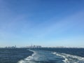 View of Manhattan, Brooklyn, and Jersey City from Staten Island Ferry. Royalty Free Stock Photo