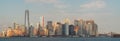 View of manhattan downtown new york from the ferry Royalty Free Stock Photo