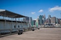 View of Manhattan from ferry harbor in Brooklyn