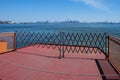 View of Manhattan from a ferry of the Staten Island Ferry service Royalty Free Stock Photo