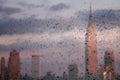 View on Manhattan midtown through the window with rain drops. New York City Royalty Free Stock Photo