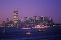 View of Manhattan at night from Deck of Aircraft Carrier Kennedy, New York City, NY Royalty Free Stock Photo