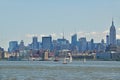 View of Manhattan skyline across river Hudson in the morning